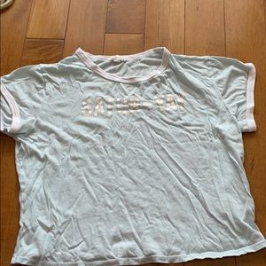 garage tile and white shirt